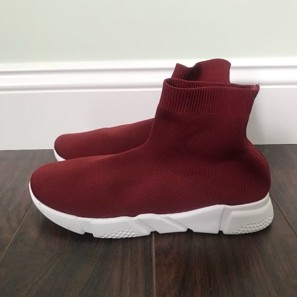 ❌SOLD❌BAMBOO Slip Sock Sneakers Burgundy Sz 7.5 - Picture 3 of 5